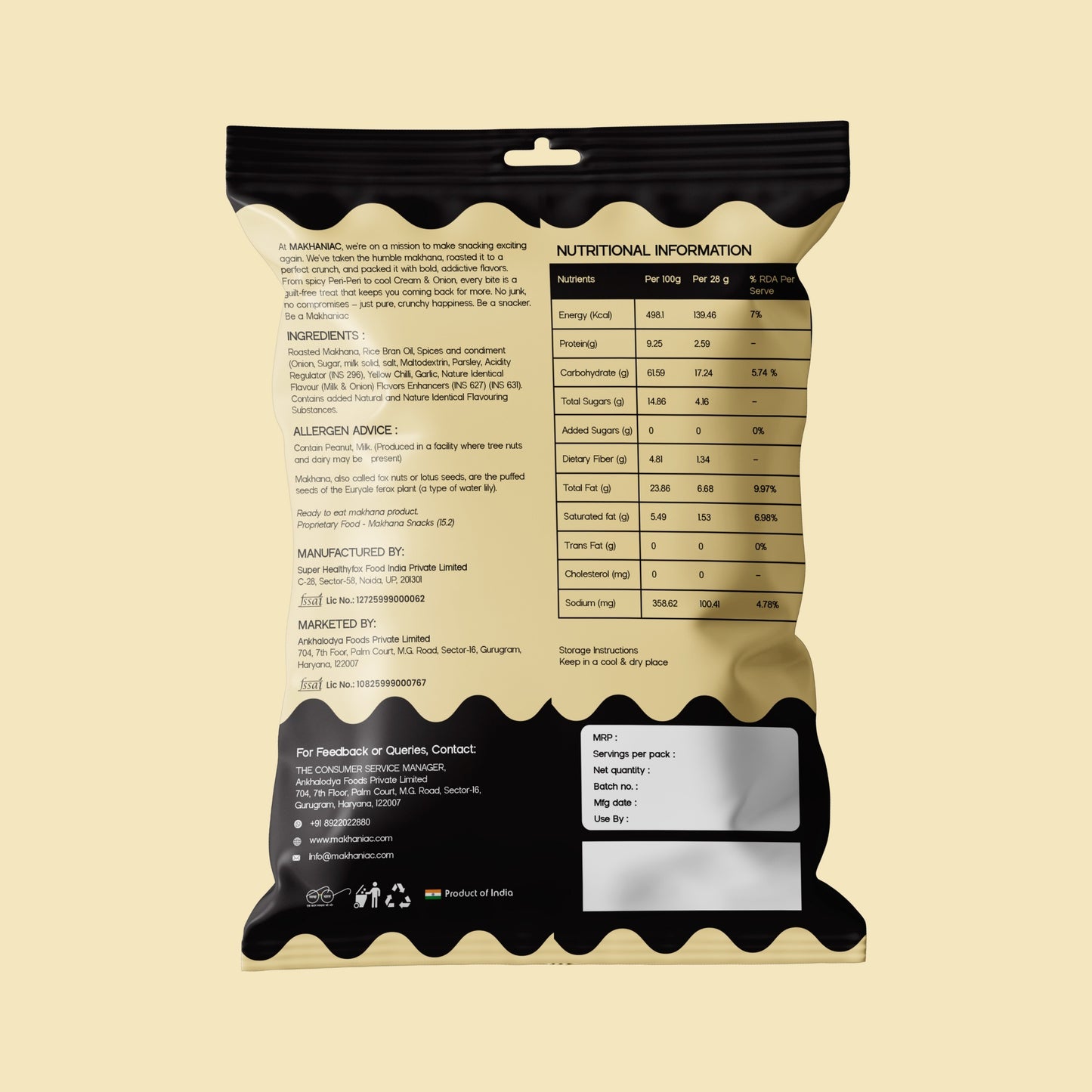 Cream & Onion Makhana (20g)